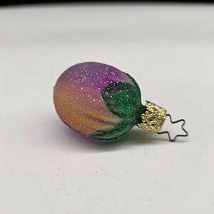 Inge Glas Sugar Coated Plum Glass Christmas Ornament Germany 1.5"